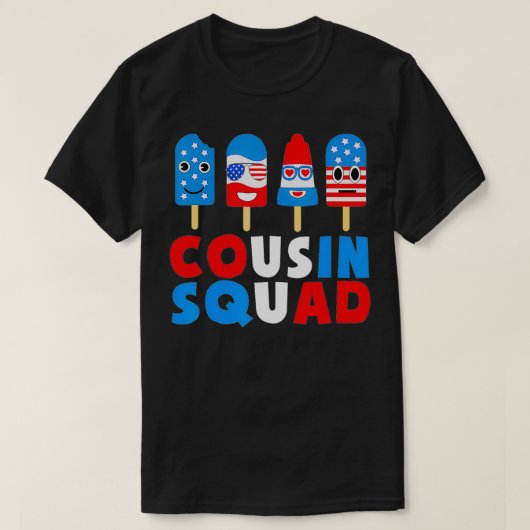7月4日いとこの分隊クルーおもしろいアメリカ氷P Tシャツ (デザイン正面)