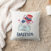 7月4日うさぎアメリカ国旗のサングラス クッション (ブランケット)