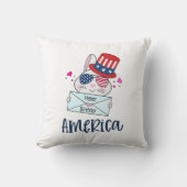 7月4日うさぎアメリカ国旗のサングラス クッション (正面)