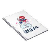 7月4日うさぎアメリカ国旗のサングラス ノートブック (右側)