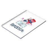 7月4日うさぎアメリカ国旗のサングラス ノートブック (左側)