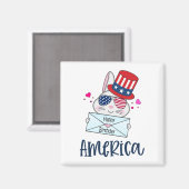 7月4日うさぎアメリカ国旗のサングラス マグネット (正面/裏面)