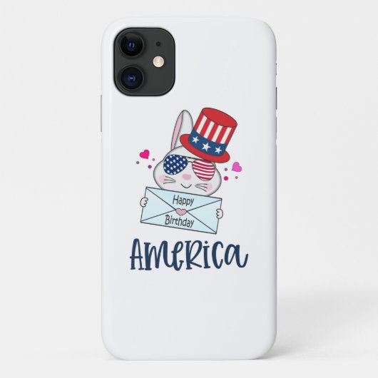 7月4日うさぎアメリカ国旗のサングラス Case-Mate iPhoneケース (裏面)