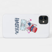 7月4日うさぎアメリカ国旗のサングラス Case-Mate iPhoneケース (裏面(横))