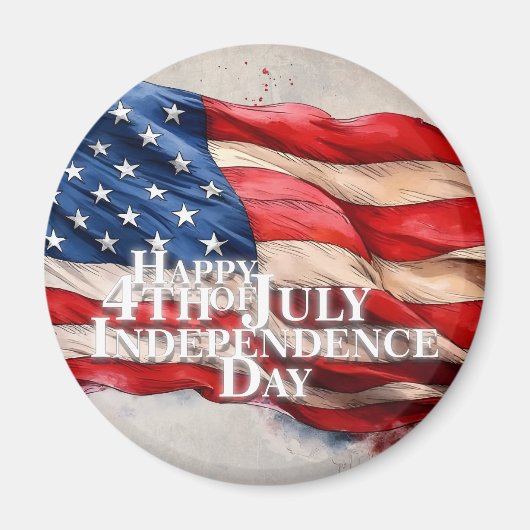 7月4日おめでとう アメリカ独立記念日 マグネット (正面)
