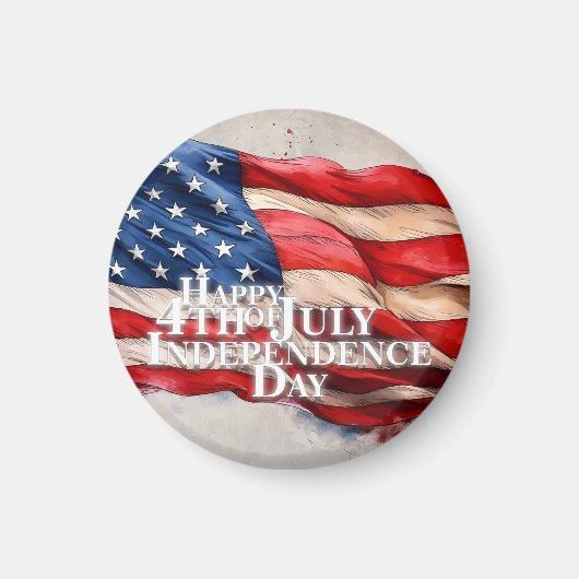 7月4日おめでとう アメリカ独立記念日 マグネット (正面)