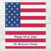 7月4日おめでとう |アメリパーソナライズされたカ国旗 ワインラベル (シングルラベル)