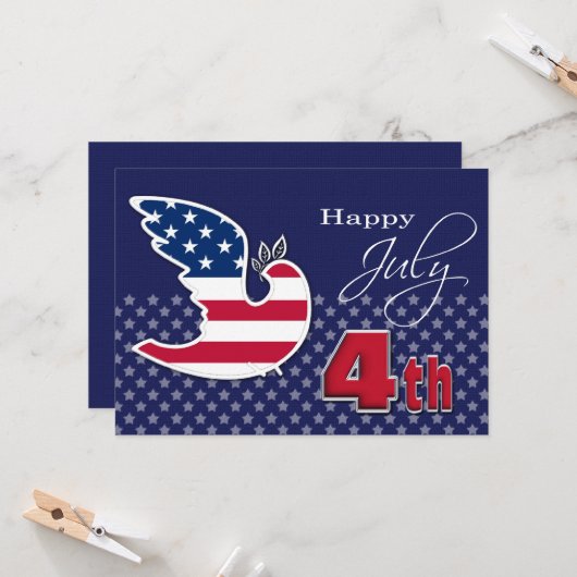 7月4日おめでとう。カスタムフラットグリーティングカード カード (正面/裏面インサイチュ)