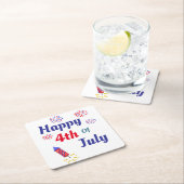 7月4日おめでとう スクエアペーパーコースター (インサイチュ)