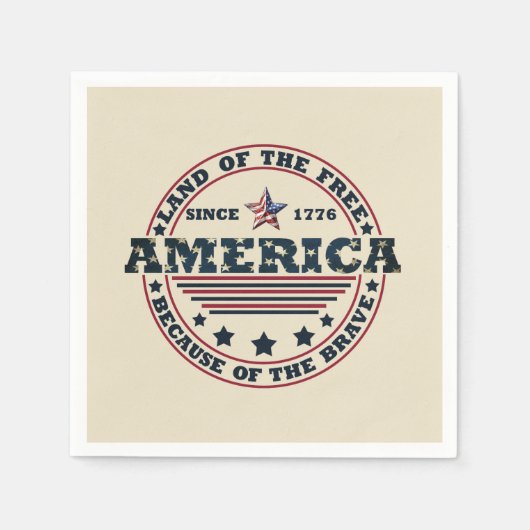 7月4日おめでとう スタンダードカクテルナプキン (正面)