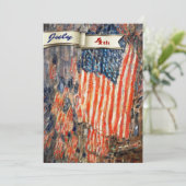 7月4日おめでとう。ファインアートカスタムフラットカード 招待状 (スタンド正面)