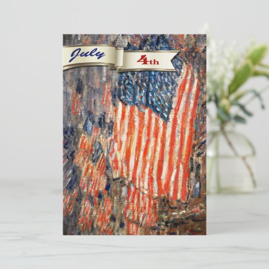 7月4日おめでとう。ファインアートカスタムフラットカード 招待状 (スタンド正面)