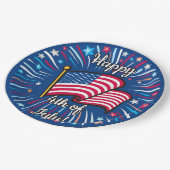 7月4日おめでとう ペーパープレート (アングル)