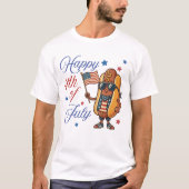 7月4日おめでとう ホットドッグ Tシャツ (正面)