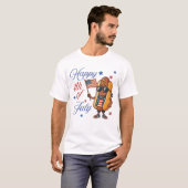 7月4日おめでとう ホットドッグ Tシャツ (正面フル)