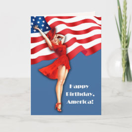 7月4日おめでとう。レトロのピンアップ カード