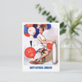 7月4日おめでとう。ヴィンテージのピンアップ ポストカード (スタンド正面)