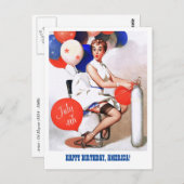 7月4日おめでとう。ヴィンテージのピンアップ ポストカード (正面/裏面)