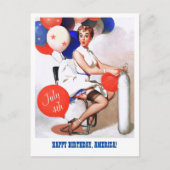 7月4日おめでとう。ヴィンテージのピンアップ ポストカード (正面)
