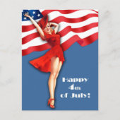 7月4日おめでとう。ヴィンテージのピン留めデザインはがき ポストカード (正面)