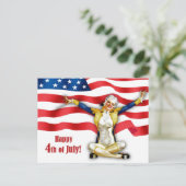 7月4日おめでとう。ヴィンテージのピン留めデザインはがき ポストカード (スタンド正面)