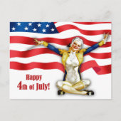 7月4日おめでとう。ヴィンテージのピン留めデザインはがき ポストカード (正面)