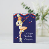 7月4日おめでとう。ヴィンテージのピン留めデザインはがき ポストカード (スタンド正面)