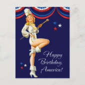 7月4日おめでとう。ヴィンテージのピン留めデザインはがき ポストカード (正面)