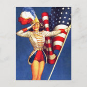 7月4日おめでとう。ヴィンテージのピン留めデザインはがき ポストカード (正面)