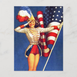 7月4日おめでとう。ヴィンテージのピン留めデザインはがき ポストカード