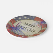 7月4日おめでとう |ヴィンテージスタイル ペーパープレート (アングル)