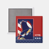 7月4日おめでとう。ヴィンテージリバティーベル マグネット (正面/裏面)