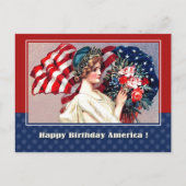 7月4日おめでとう。ヴィンテージ愛国的デザイン ポストカード (正面)