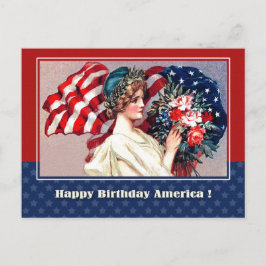 7月4日おめでとう。ヴィンテージ愛国的デザイン ポストカード