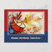 7月4日おめでとう。ヴィンテージ愛国的デザイン ポストカード (正面)
