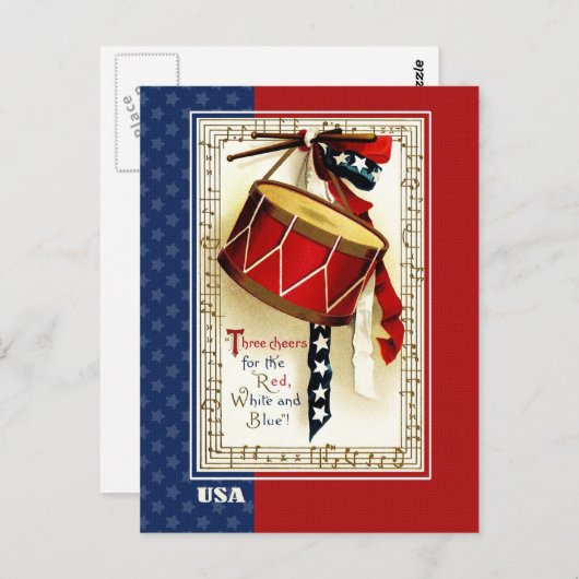 7月4日おめでとう。ヴィンテージ愛国的デザイン ポストカード (正面/裏面)