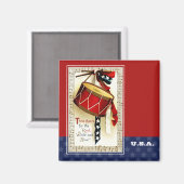 7月4日おめでとう。ヴィンテージ愛国的デザイン マグネット (正面/裏面)