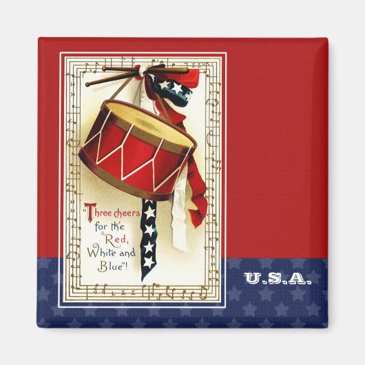 7月4日おめでとう。ヴィンテージ愛国的デザイン マグネット (正面)