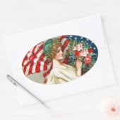 7月4日おめでとう。ヴィンテージ愛国的デザイン 楕円形シール (封筒)