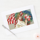 7月4日おめでとう。ヴィンテージ愛国的デザイン 長方形シール (封筒)