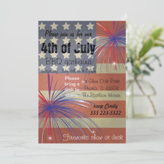 7月4日おめでとう |ヴィンテージ 招待状 (スタンド正面)