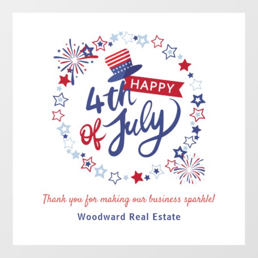 7月4日おめでとう |不動産実在事務所の装飾 ウィンドウサイン (シート)