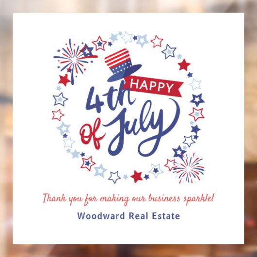 7月4日おめでとう |不動産実在事務所の装飾 ウィンドウサイン (シート2)