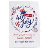 7月4日おめでとう |実在Estate Business Sparkle ミディアムペーパーバッグ (正面)