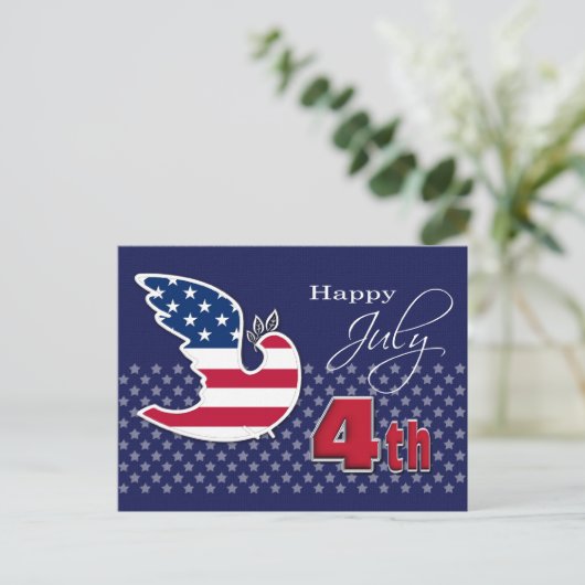 7月4日おめでとう。愛国心に満ちた平和 シーズンポストカード (スタンド正面)
