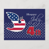 7月4日おめでとう。愛国心に満ちた平和 シーズンポストカード (正面)
