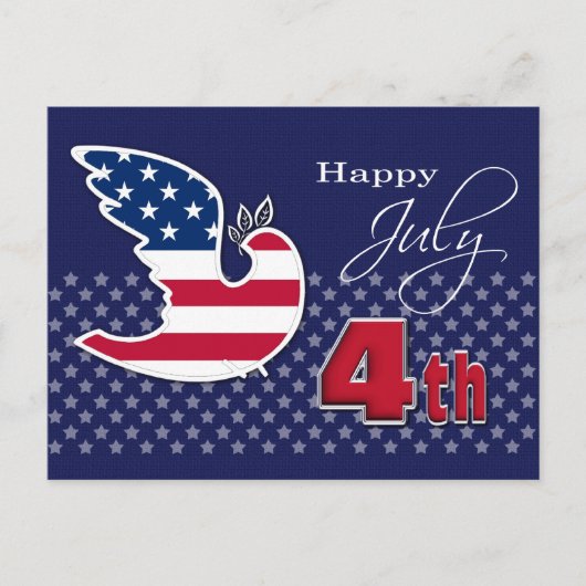 7月4日おめでとう。愛国心に満ちた平和 シーズンポストカード (正面)