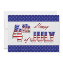 7月4日おめでとう。愛国的なフラットグリーティングカード