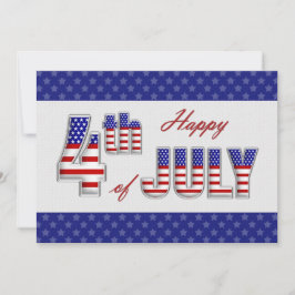 7月4日おめでとう。愛国的なフラットグリーティングカード カード