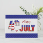7月4日おめでとう。愛国的なフラットグリーティングカード カード (スタンド正面)